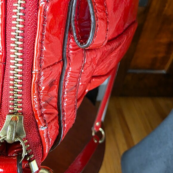 Coach Large Red Patent Leather Satchel/Tote - Picture 5 of 17